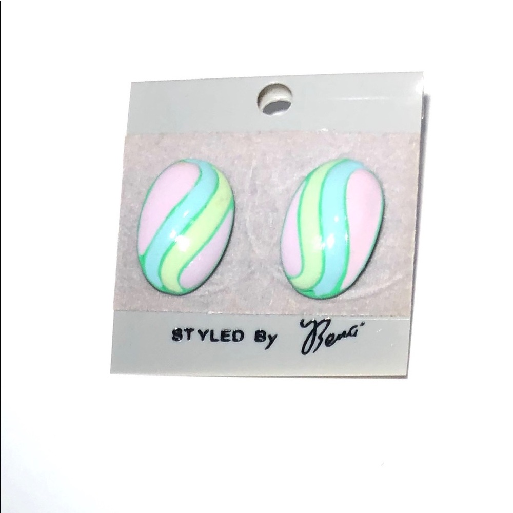 Oval Pastel Colored Vintage Earrings
